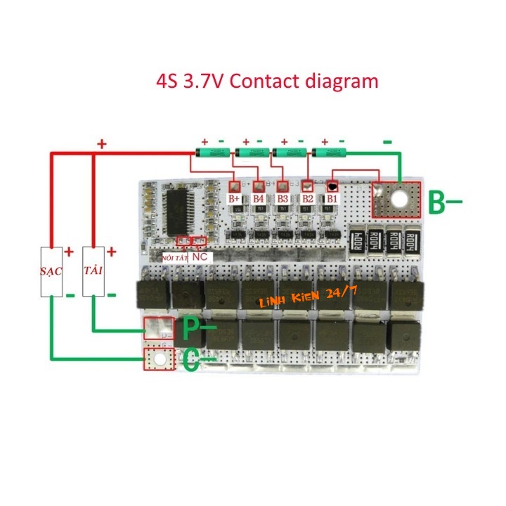 Mạch Sạc Cân Bằng Và Bảo Vệ Pin Lithium 3.7V 3S 12.6V, 4S 16.8V 100A Loại Cao Cấp Có Ic Điều Khiển