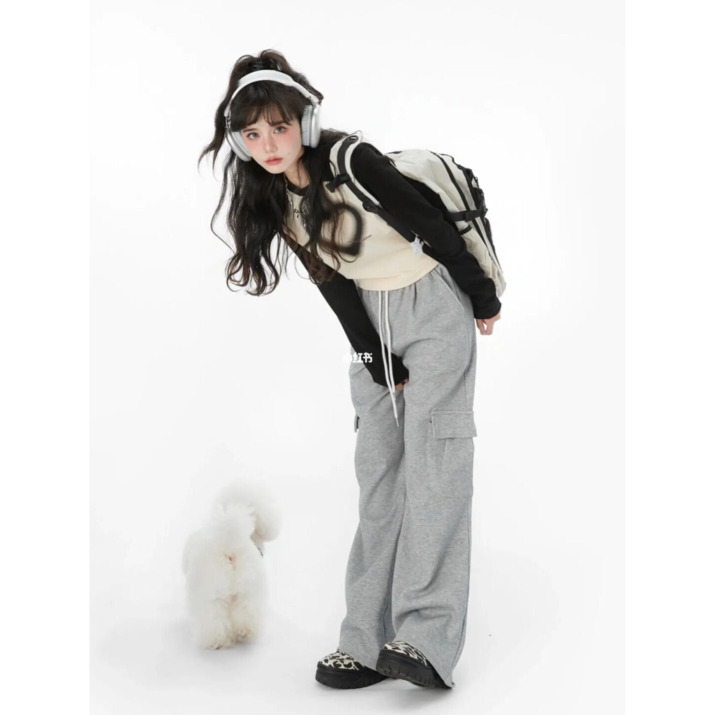 Áo Thun Tay Dài Cổ Tròn In Hình Trái Tim Phối Màu Thời Trang Cho Nữ