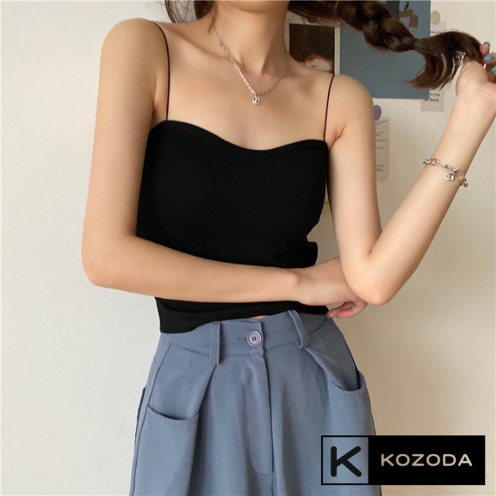 Áo 2 dây croptop nữ, Áo hai dây sợi bún có đệm nâng ngực Kozoda AK1a | BigBuy360 - bigbuy360.vn