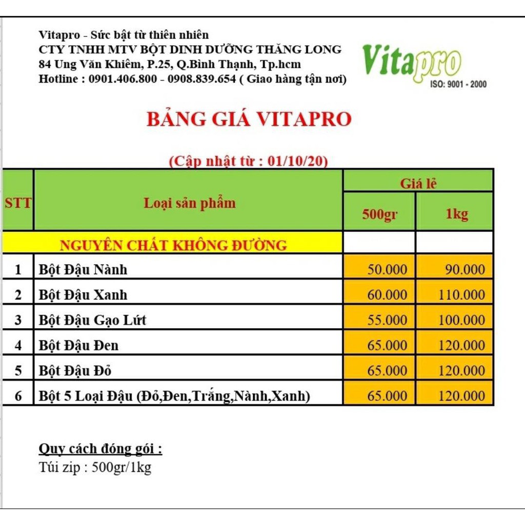 Bột đậu nành nguyên chất túi zip 0.5kg/1kg