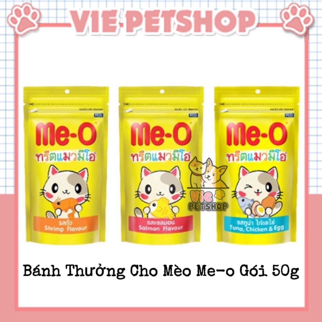 Snack Bánh Thưởng cho Mèo Me-O Đủ 3 Vị Gói 50Gr | Vie PETSHOP