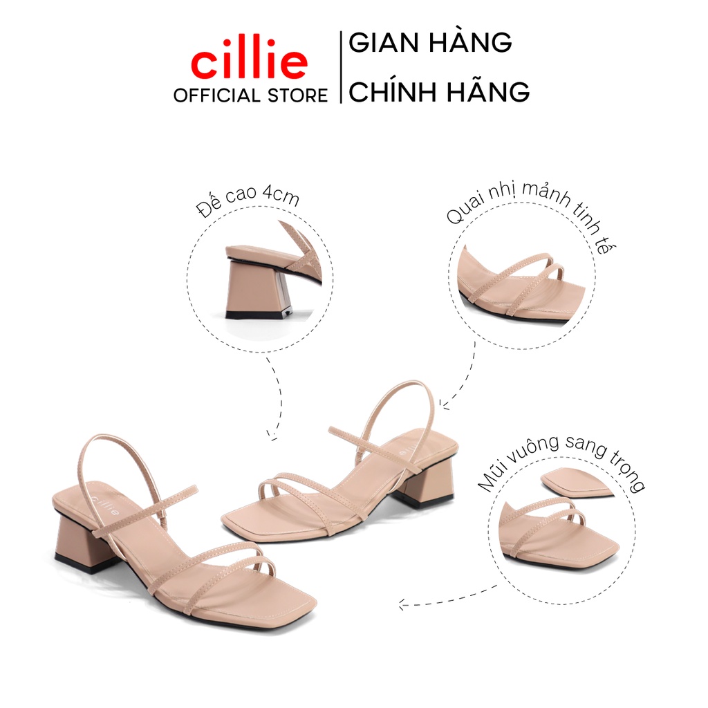 Giày Sandal Nữ Cillie Dây Mảnh Gót Vuông 5cm Chăc Chắn Không Đau Chân 1011