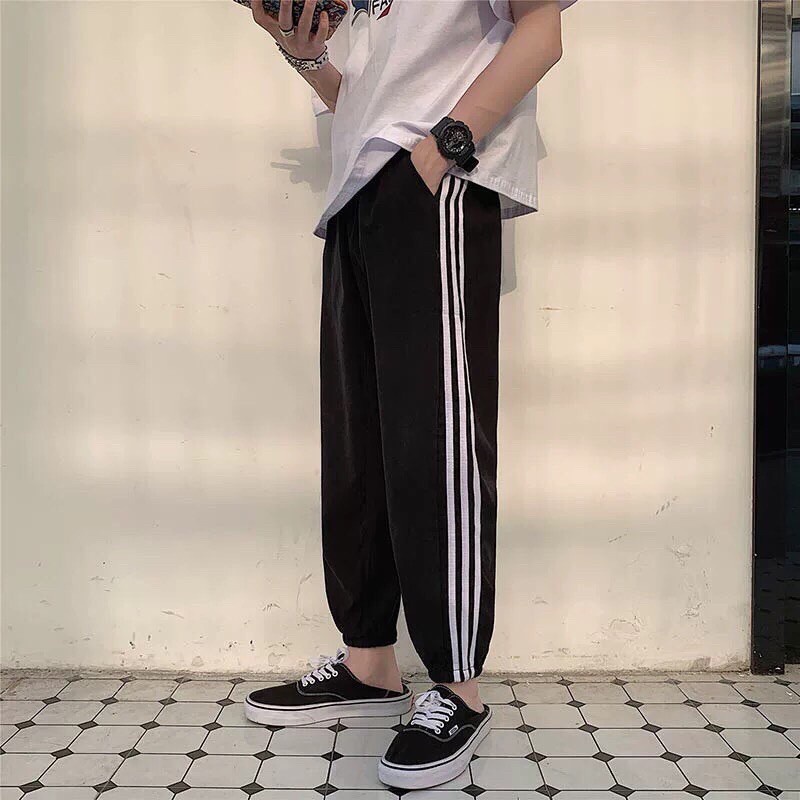 Quần thể thao 3 sọc chun ống RUBY HOUSE86, quần jogger 3 line có 2màu: sọc màu, sọc trắng HOT HIT