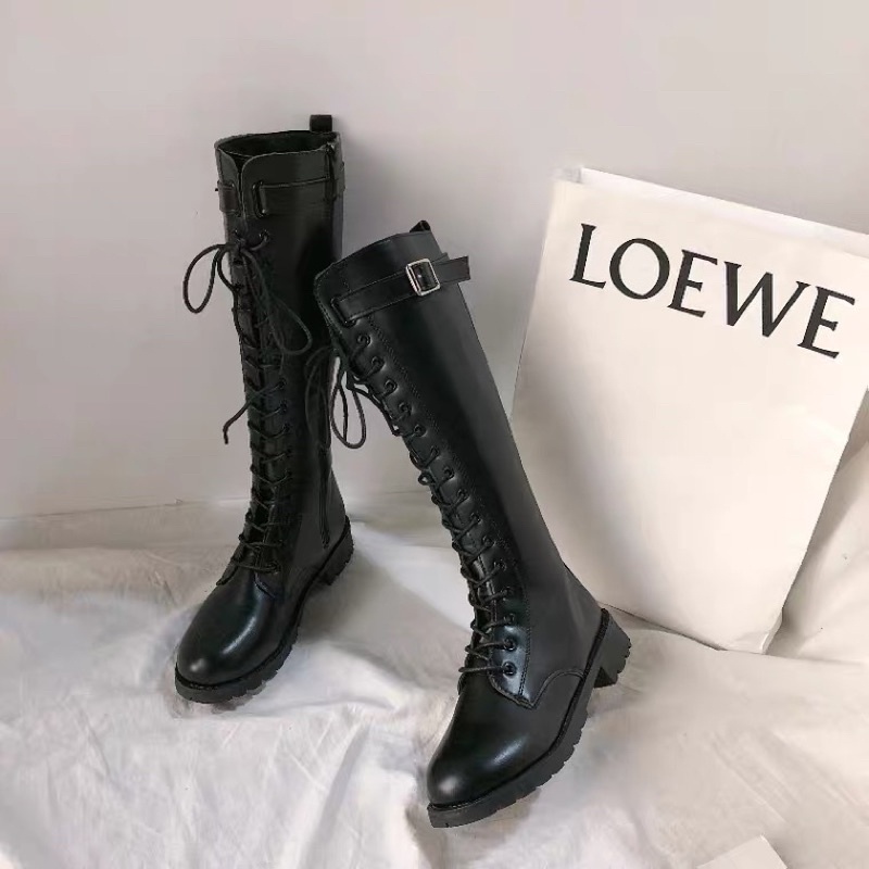 Bốt đùi da mềm buộc dây, kéo khoá sườn trẻ trung (Ảnh Thật) | BigBuy360 - bigbuy360.vn