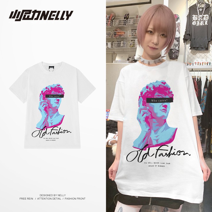 Áo thun tay lỡ NELLY cotton dáng unisex form rộng in hình david old fashion | BigBuy360 - bigbuy360.vn