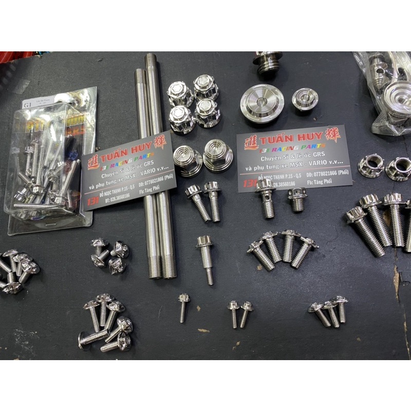 Combo full ốc salaya inox 304 và càng thắng cho xe honda yamaha wave zx blade dream future led fu sirius si