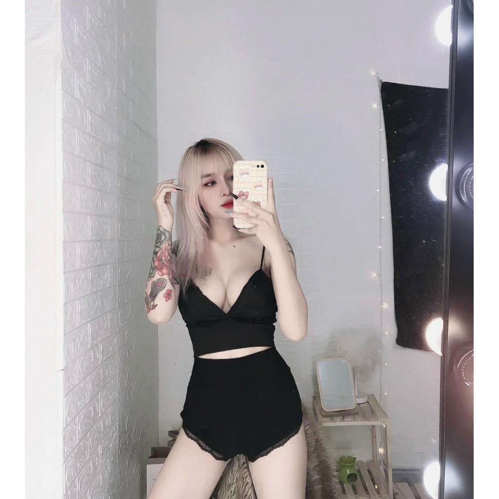 quần đùi thun viền ren xinh, mặc nhà thoải mái đủ màu hình thật