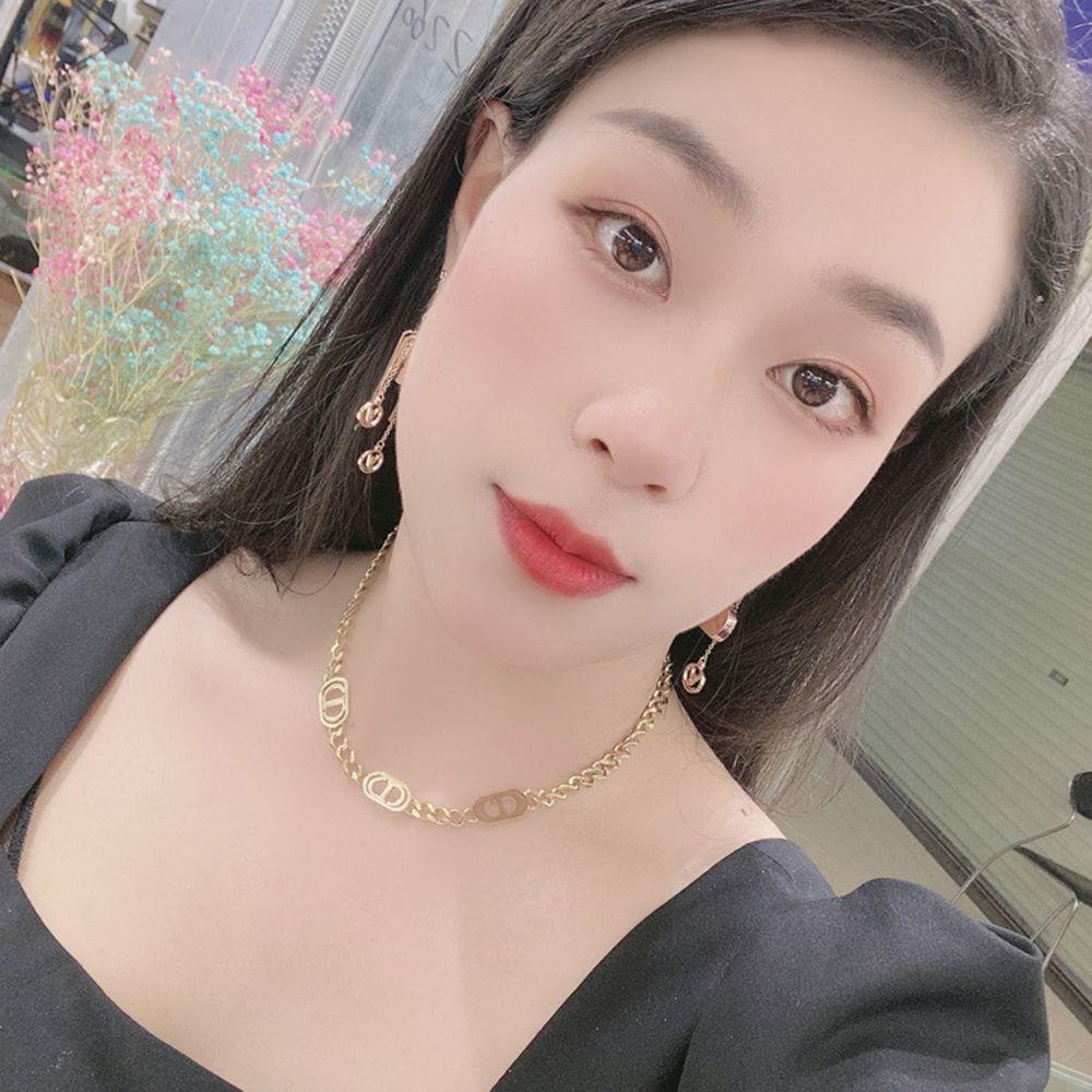 Vòng cổ Choker Bằng Thép Titan Hai Lớp Phong Cách Punk