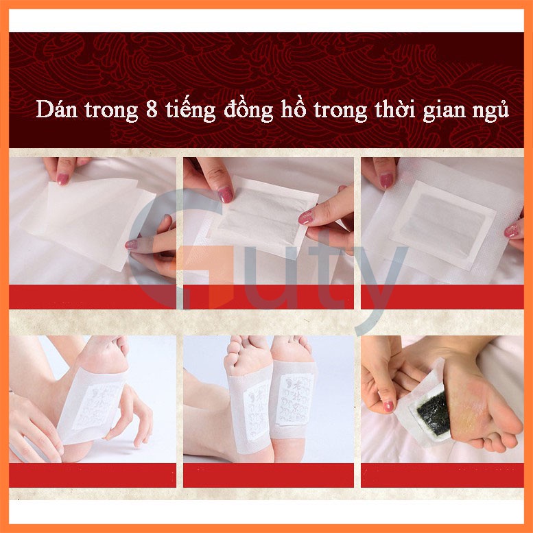 Hộp 50 Miếng dán chân thải độc - Miếng dán ngải cứu Bắc Kinh thải độc tố qua gan bàn chân - Guty Home