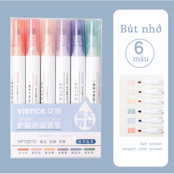 Skybooks - Bộ 6 Bút Đánh Dấu, Highlight Pastel Xinh Xắn Tiện Dụng