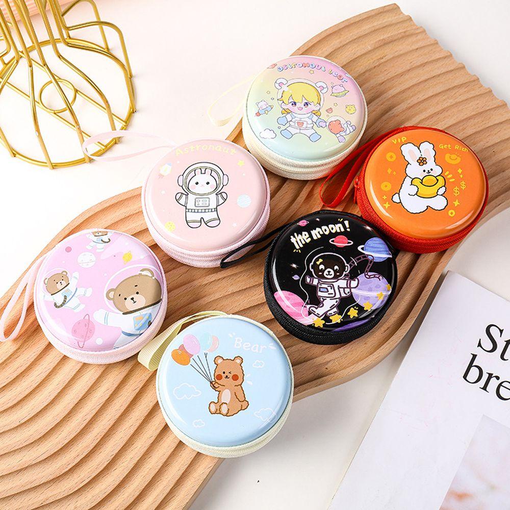 Ví Đựng Tiền Xu / Tai Nghe / Dây Cáp USB Bằng Thiếc In Hình Thỏ Phi Hành Gia Dễ Thương Cho