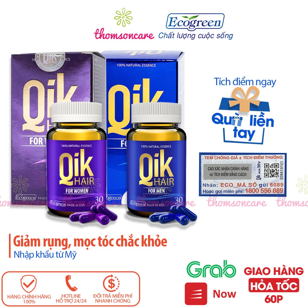 Qik Hair Hỗ Trợ Cải Thiện Tình Trạng Rụng Tóc - Dành Cho Cả Nam Và Nữ - Chính Hãng