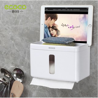 Ecoco Hộp Đựng Giấy Vệ Sinh Chữ Nhật Có Khay Để Điện Thoại