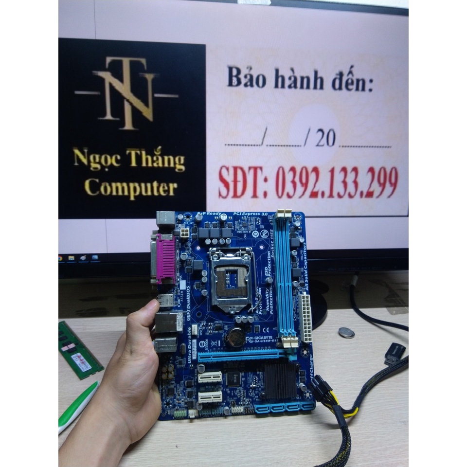 Main Gigabyte  H61 DS2 zin.Main chính hãng bóc máy văn phòng.Main socket 1155