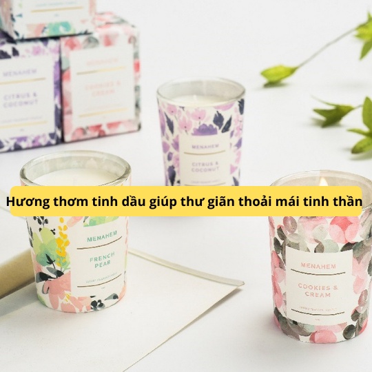 Nến Thơm Phòng Ngủ Candle Cup 50g Sáp Thơm Tinh Dầu Thiên Nhiên Không Khói Khử Mùi Menahem NEN10