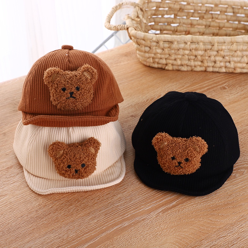 Mũ cho bé trai 1-3 tuổi/nón hình gấu cho bé sơ sinh vải nhung tăm cao cấp phong cách Hàn Quốc