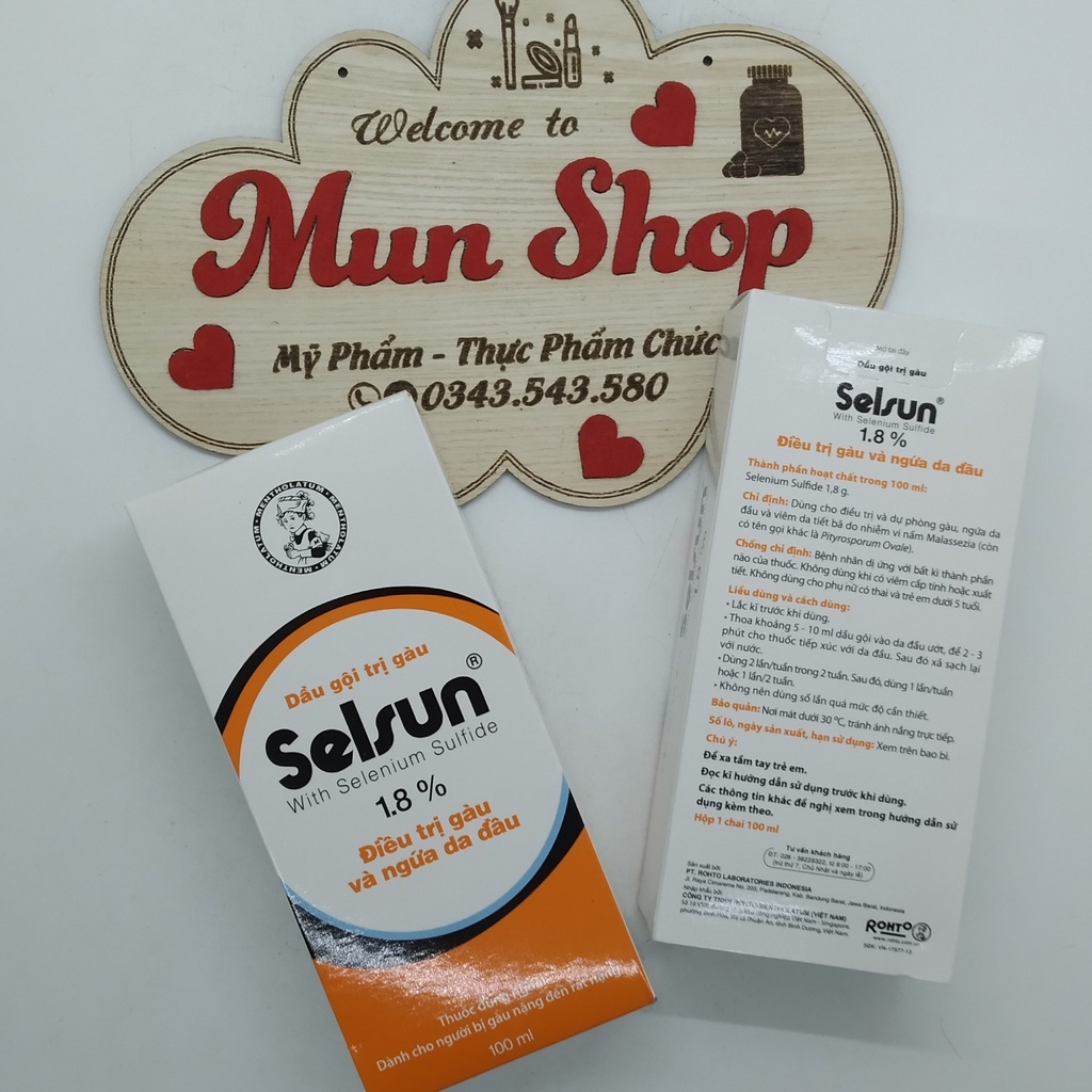 DẦU GỘI SELSUN 1.8% SELENIUM SULFIDE dùng cho người gàu nặng chai 100ml