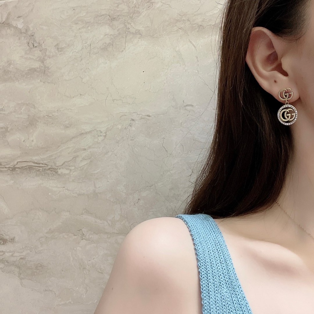 Bông Tai Gucci Bằng Thép Titan Hình Logo GG Đôi Thời Trang Cho Nữ