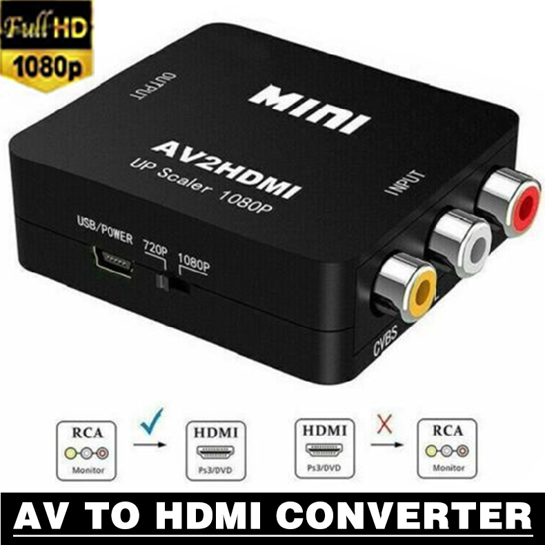 AV to HDMI Adapter Converter Full HD 1080P 4k Video Audio TV RCA CVBS to HDMI