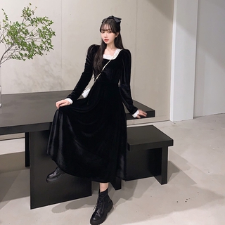 [Thanh Lý] D79 - Đầm Bigsize Nhung Dài Cổ Điển
