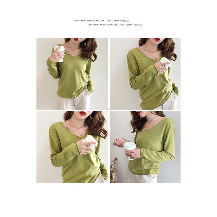 Áo sweater dáng rộng tay dài cổ chữ V trẻ trung thời trang cho nữ | BigBuy360 - bigbuy360.vn