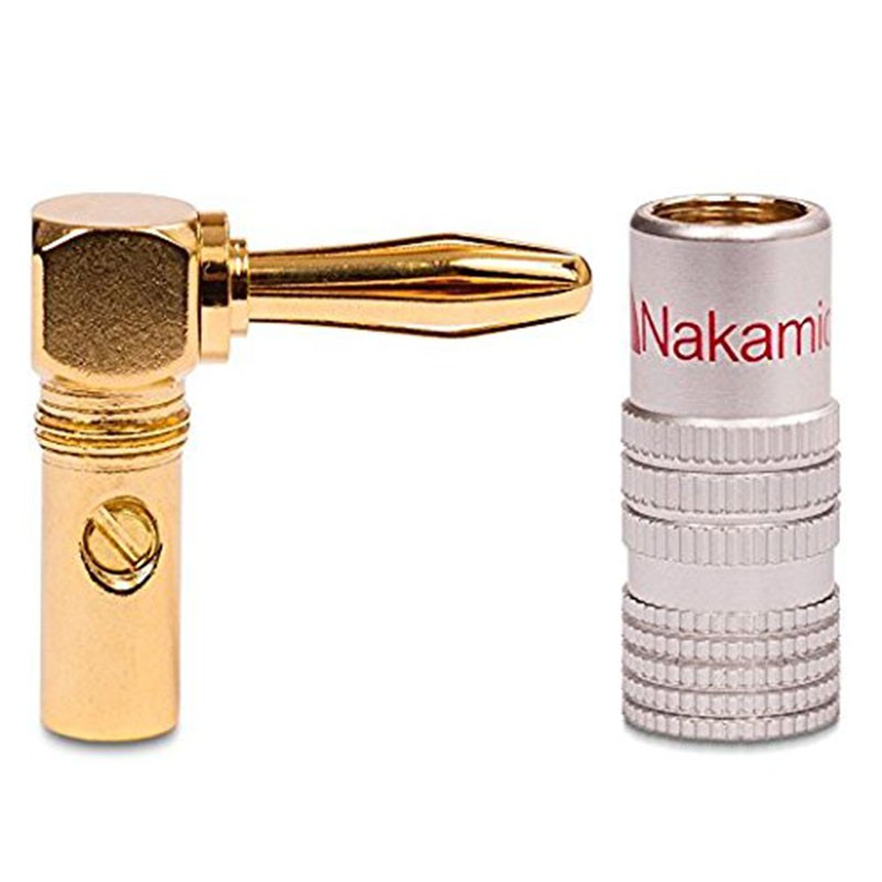 4 pcs 24K Gold 90 Degree Right Angle Nakamichi Speaker Banana Plugs