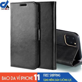 Bao da Iphone 11, 11 Pro, 11 Pro Max  kiêm ví tiền đựng thẻ, card, bảo vệ màn hình siêu chất (nhiều màu) DAN HOUSE