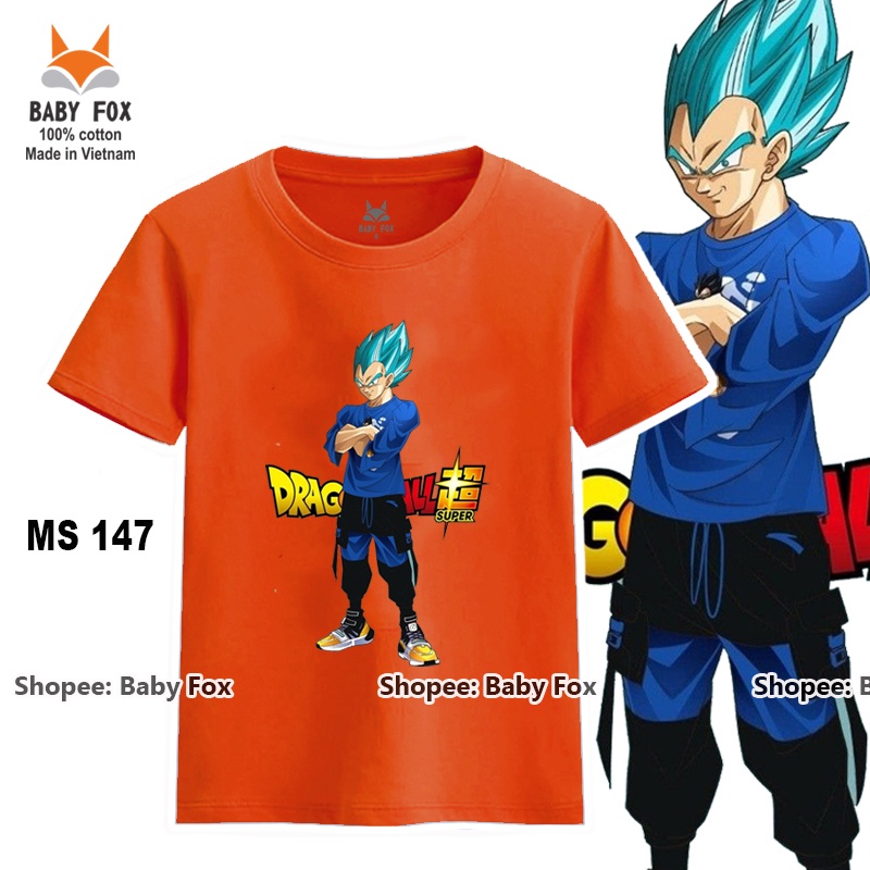 Áo thun bé trai 100% cotton loại tốt, áo phông thương hiệu BABY FOX, hình Dragon Ball, Songoku j