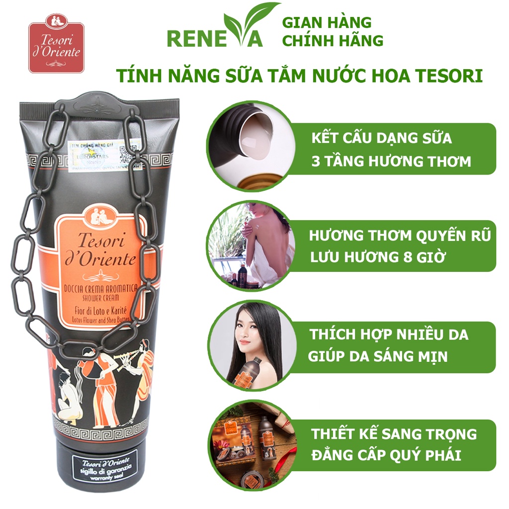 Sữa Tắm Tesori CHÍNH HÃNG, Sữa Tắm Nước Hoa Cao Cấp Nhập Khẩu, Cấp Ẩm Da Mềm Mại, Lưu Hương Lâu TES01 RENEVA