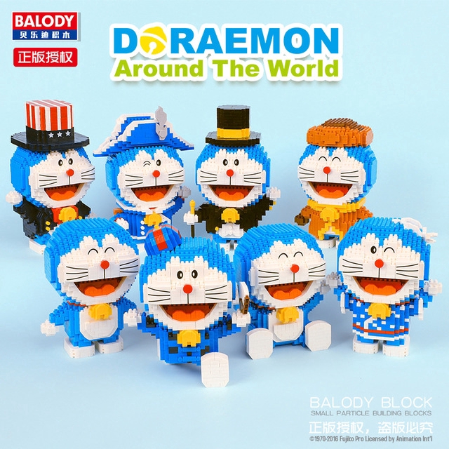 Đồ chơi lắp ghép Doraemon hoạt hình DIY làm quà tặng cho trẻ em