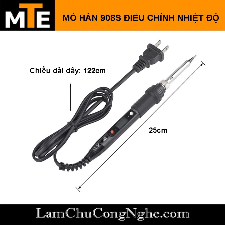 [MUA 1 TẶNG 2] Mỏ hàn 908S 220V 80W điều chỉnh nhiệt độ hiển thị LCD