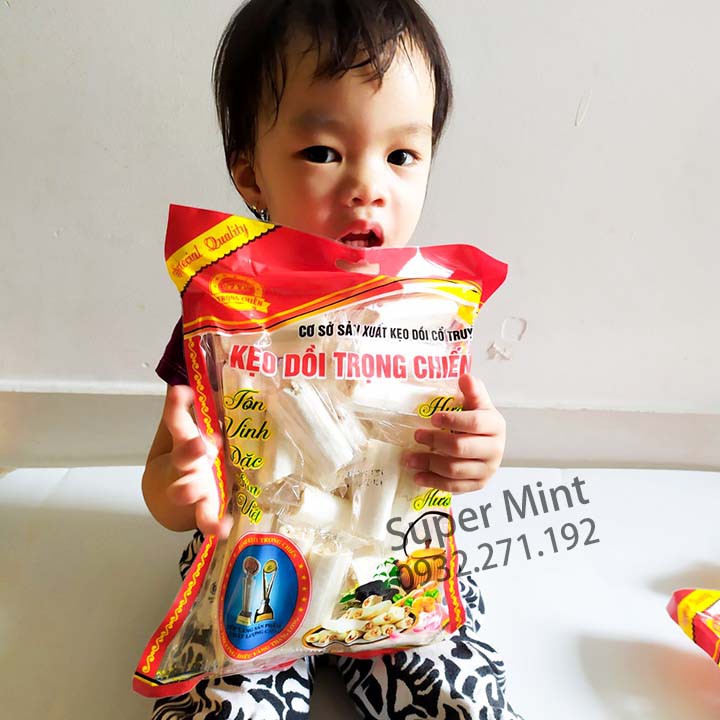 Kẹo dồi lạc Thái Bình gói lớn 400g - Đặc biệt giòn ngon - kẹo kéo tuổi thơ - Bánh kẹo Tết Super Mint