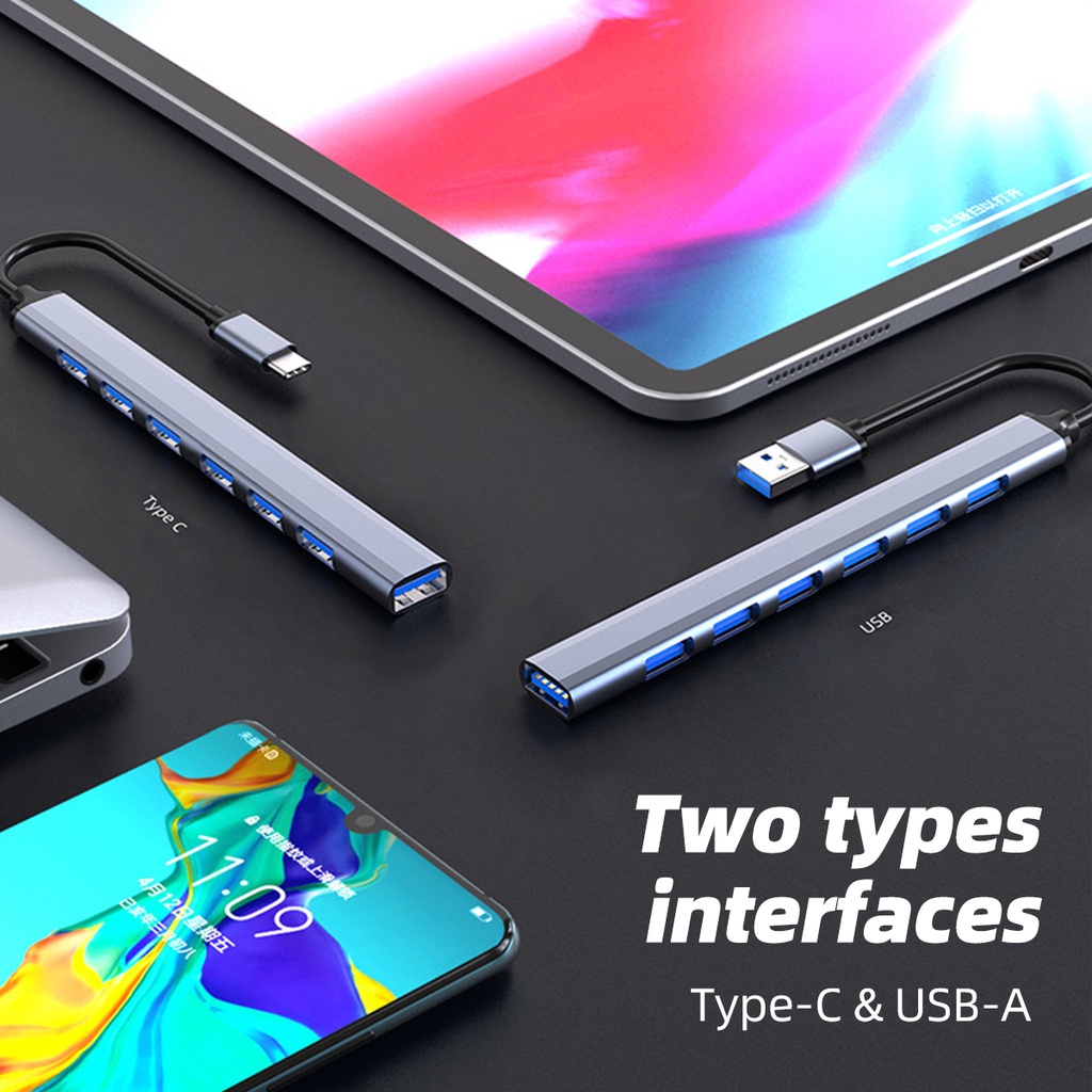 Hub Chia 7 Cổng USB OTG USB 3.0 Type-C Tốc Độ Cao Cho Laptop / PC / Bàn Phím / Chuột
