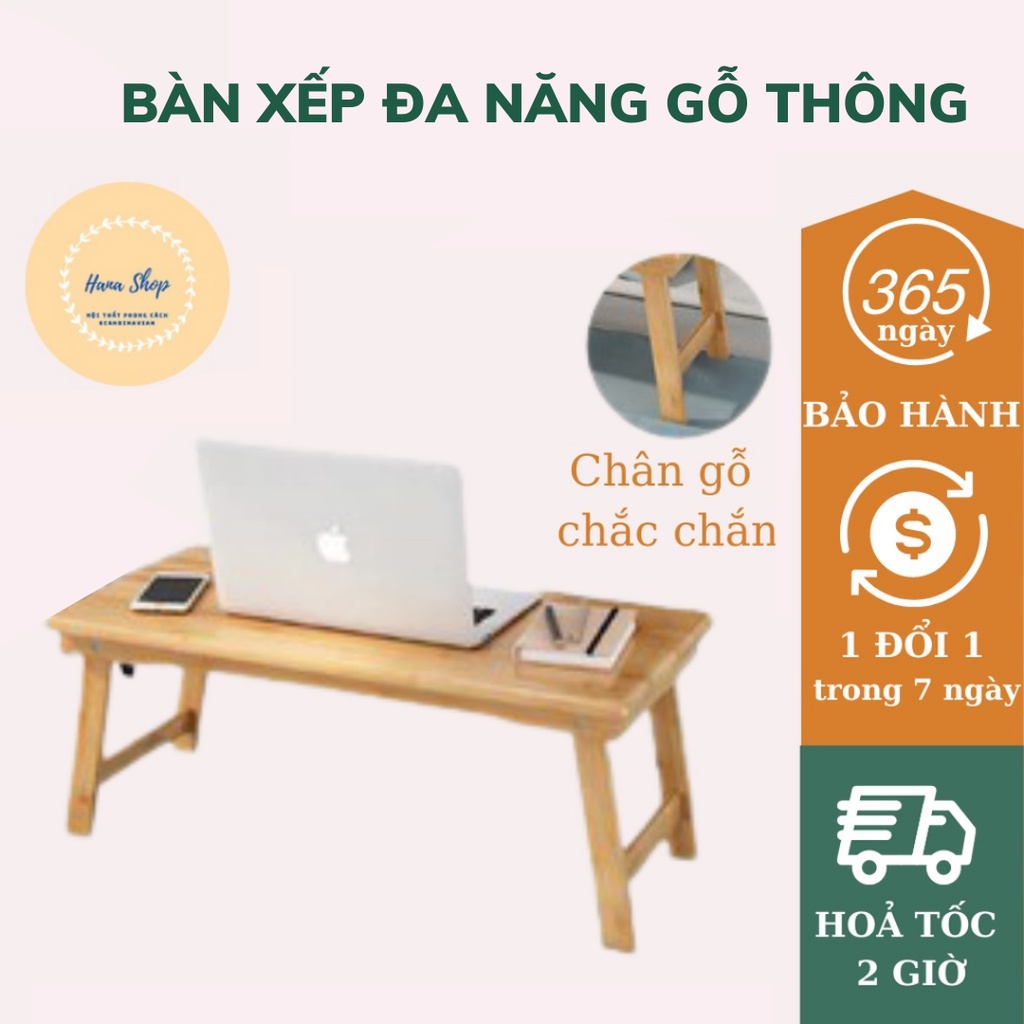 Bàn Gỗ Đa Năng Chân Xếp Gọn - Bàn Gỗ Đa Năng Kiểu Dáng Nhật Bản Gỗ Thông - Phù Hợp Ngồi Ăn, Học, Làm Việc Hana Shop