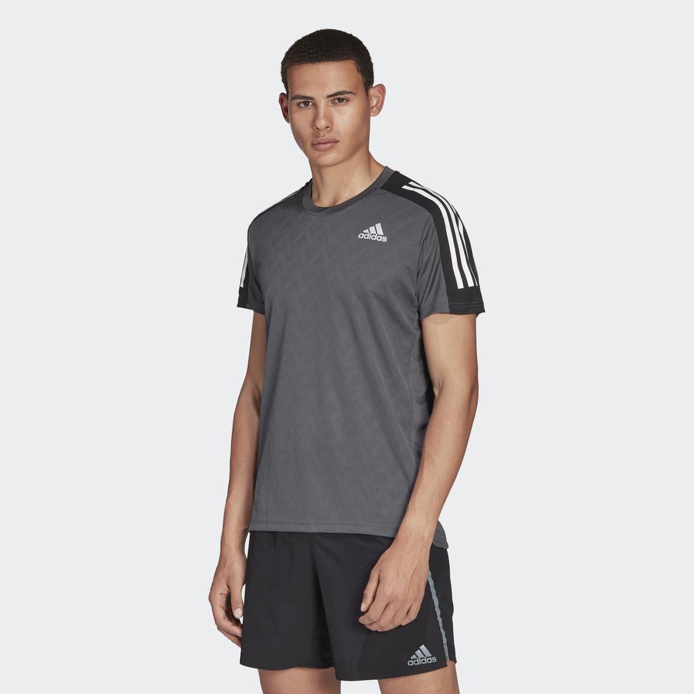 Áo Tee adidas RUNNING Nam Áo thun chạy bộ 3 Sọc Own The Run Màu xám H36452