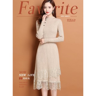 Váy Len Nữ Dài Tay Cổ Lọ Cao Hàng Quảng Châu Siêu Xinh Hot Hit 2020