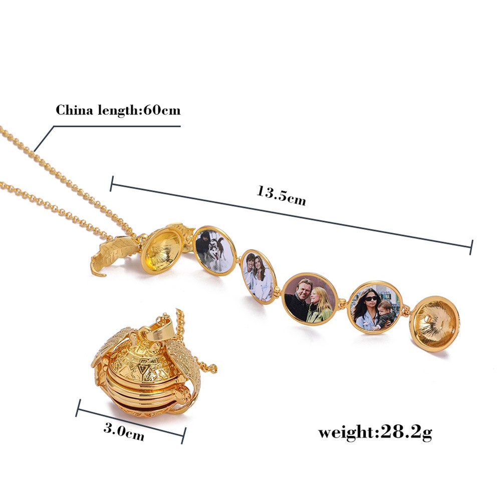 💍HS💄 New Memory Floating Locket Necklace Jewelry Long Chain Magic 4 Photo Pendant Family Photo Expanding Fashion Gifts Angel Wings/Multicolor