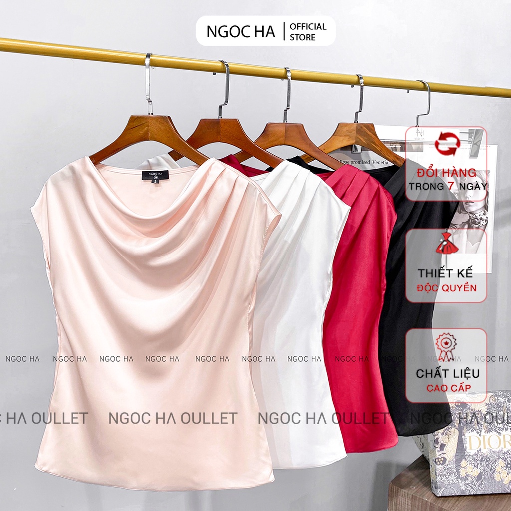 Áo sơ mi công sở nữ, sơ mi kiểu, ngắn tay nữ, chất liệu lụa cao cấp NGỌC HÀ Design L-A003 | BigBuy360 - bigbuy360.vn