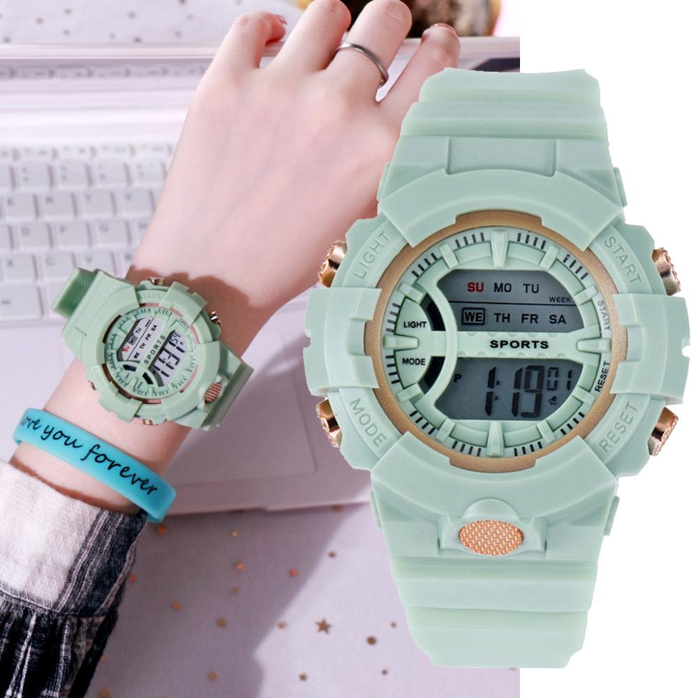 Đồng Hồ Đeo Tay Điện Tử Lanfy Chống Nước Có Đèn Led 7 Màu Thời Trang