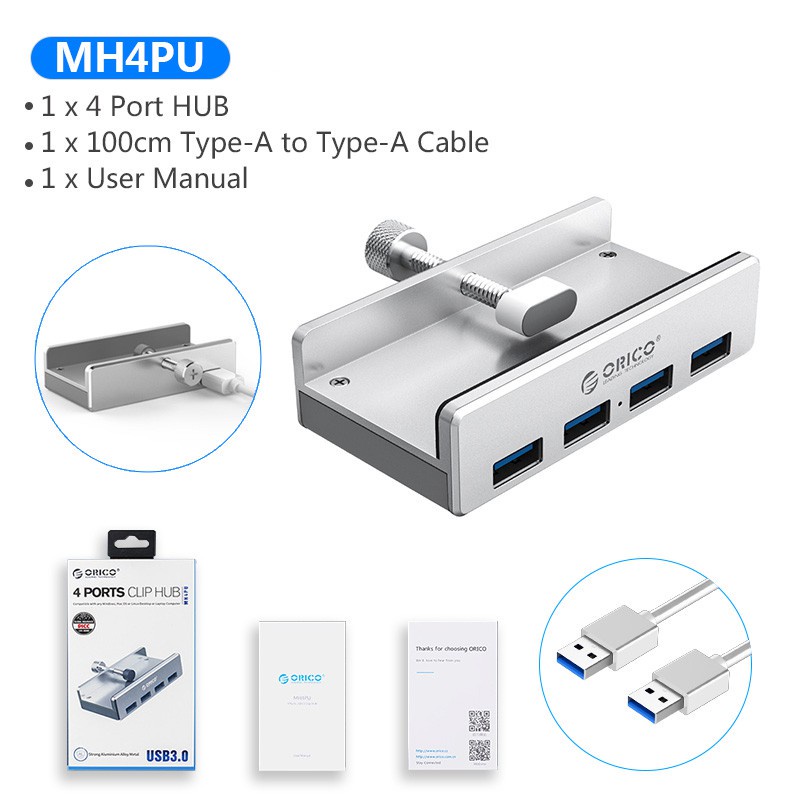 Hub ORICO MH2AC-U3 cổng USB 3.0 + SD Kiêm đầu đọc thẻ , Chất liệu bằng hợp kim nhôm -dc4635