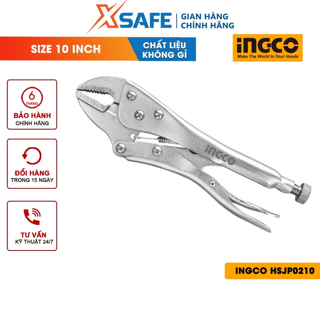 Kìm bấm hàm INGCO HSJP0210 Kềm bấm chết size 10 inch, chất liệu thép CR-V mạ niken chống gỉ
