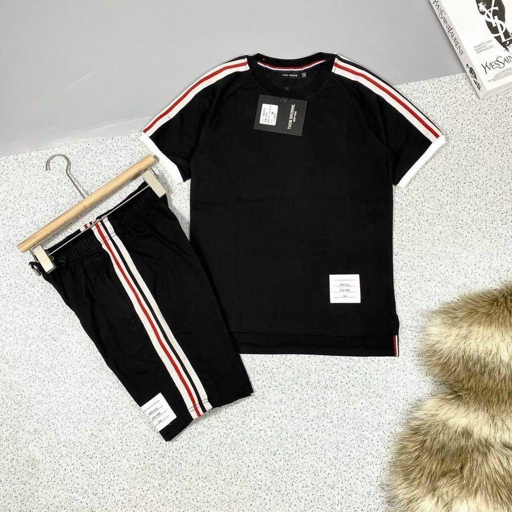 Đồ Bộ Thun Hè, Bộ Quần Áo Thể Thao Nam Phối Dây Hot Trend 2021 Chất Thun Co Giãn Thoáng Mát