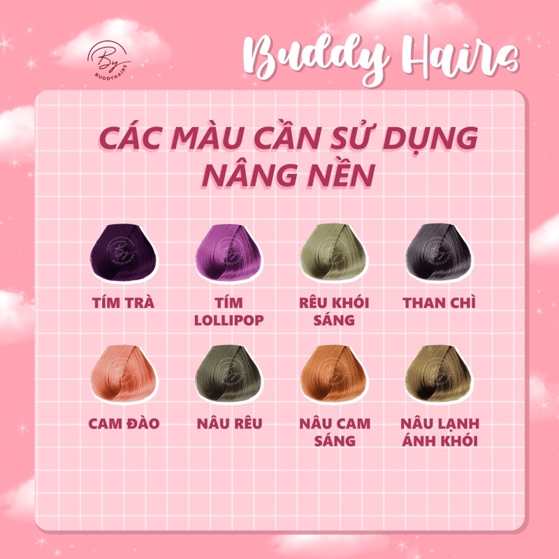 Thuốc nhuộm tóc NÂNG NỀN Buddyhairs, Buddy.hairs tặng kèm găng tay, mũ trùm,trợ nhuộm tiện ích