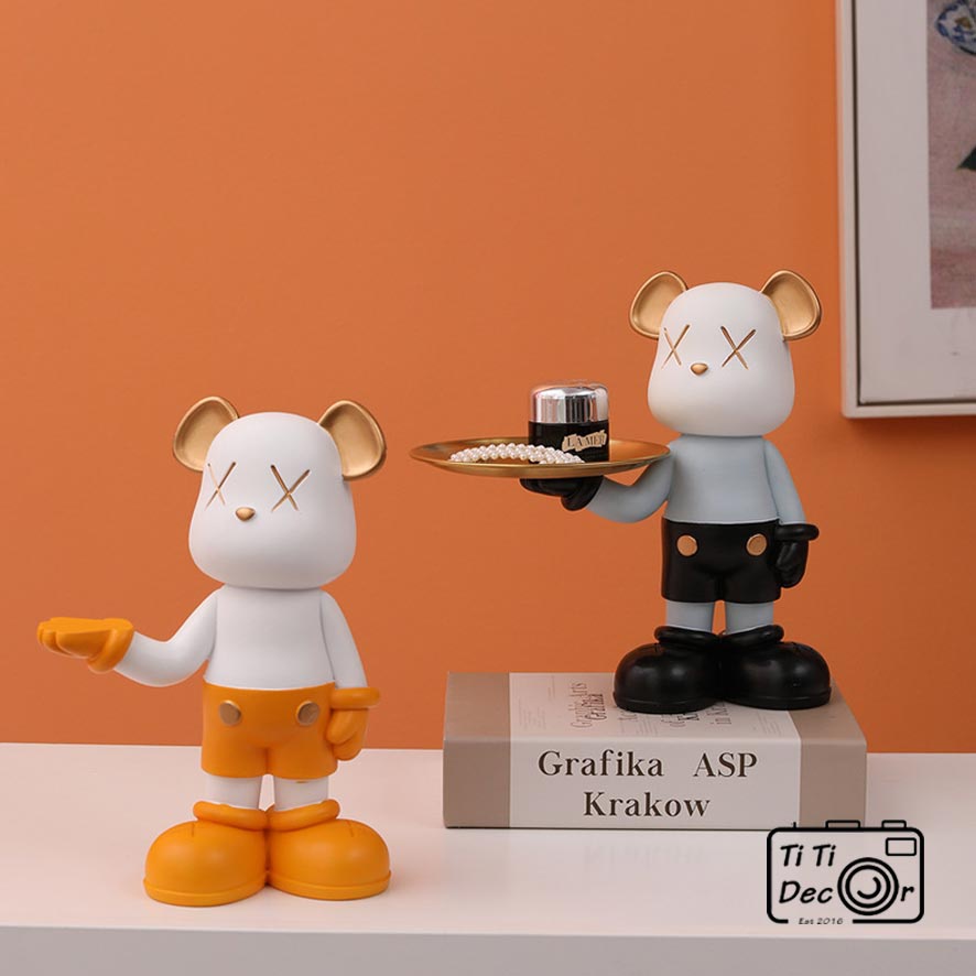 Gấu Bê Khay TiTi Decor Mô Hình Bearbrick Đựng Chìa Khóa Decor Phòng