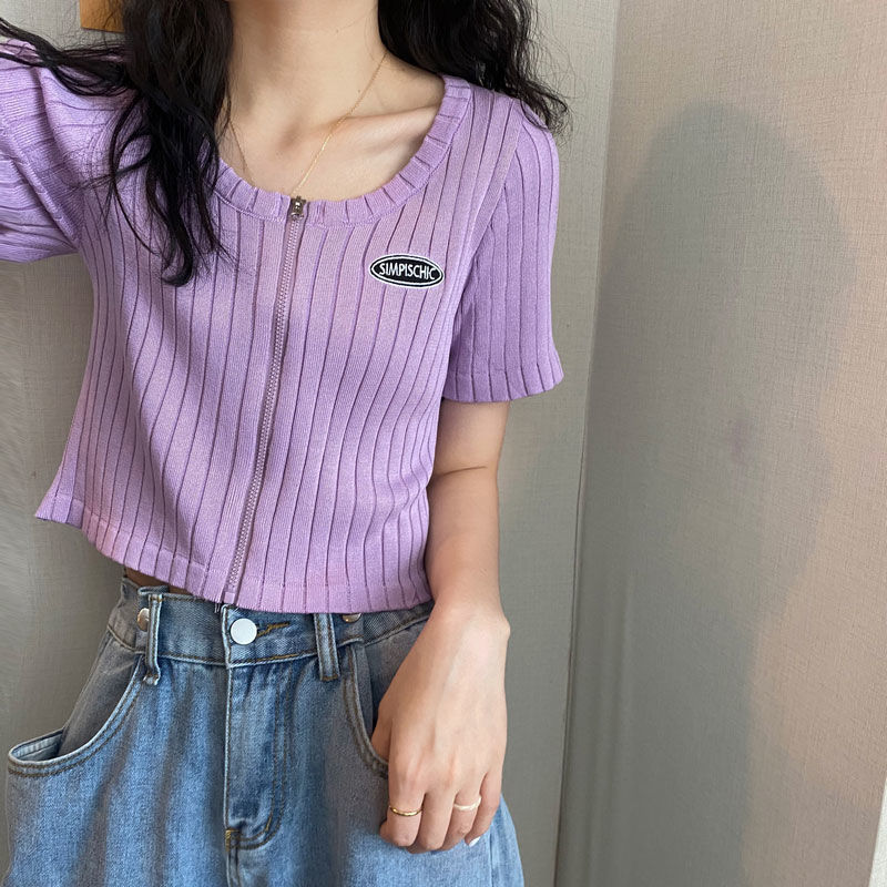 Áo Sweater Dệt Kim Tay Ngắn Thời Trang Mùa Hè Cho Nữ