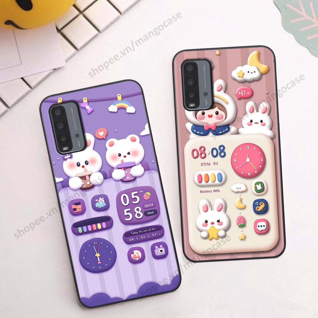 Ốp lưng Xiaomi Redmi 9T hình gấu, thỏ, đồng hồ cute dễ thương