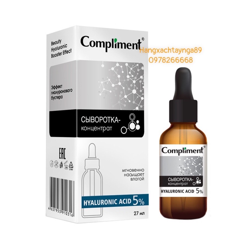 Tinh chất serum Compliment 20% vitamin C, 2%BHA, 5% Hyaluronic giữ ẩm, giảm mụn, Trắng da