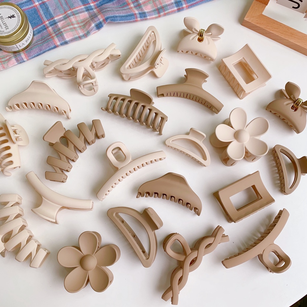 Kẹp tóc càng cua Hàn Quốc tone màu trà sữa cà phê hot trend cho nữ YOS