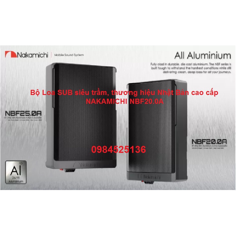 Bộ Loa SUB siêu trầm đặt gầm ghế xe ô tô, thương hiệu Nhật Bản cao cấp NAKAMICHI NBF20.0A 650W - Loa Siêu trầm oto