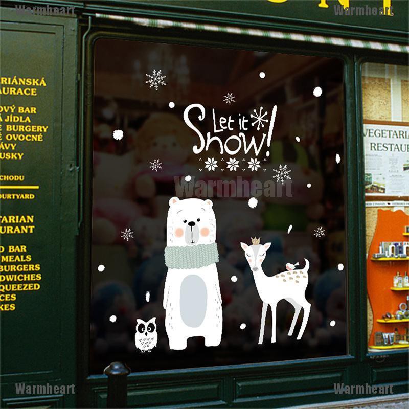 Warmheart Christmas Window Sticker Mall Decoration Xmas Snow Glass Ornament New Year Gift